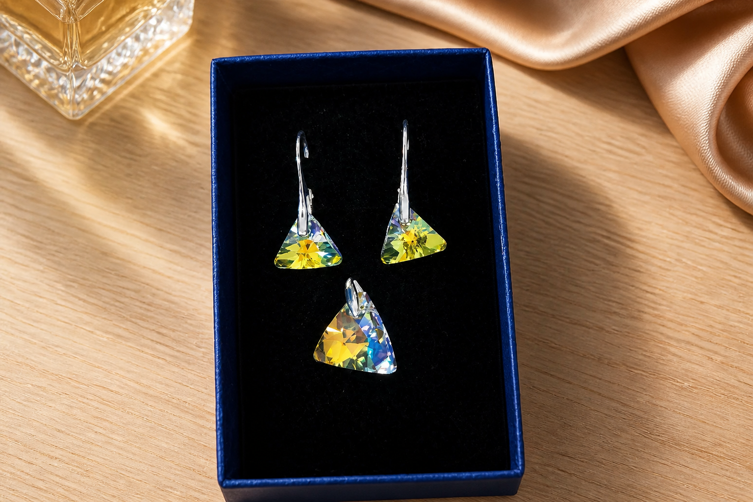Swarovski kristallidest komplekt "Kolmnurkne sära" - Image 5